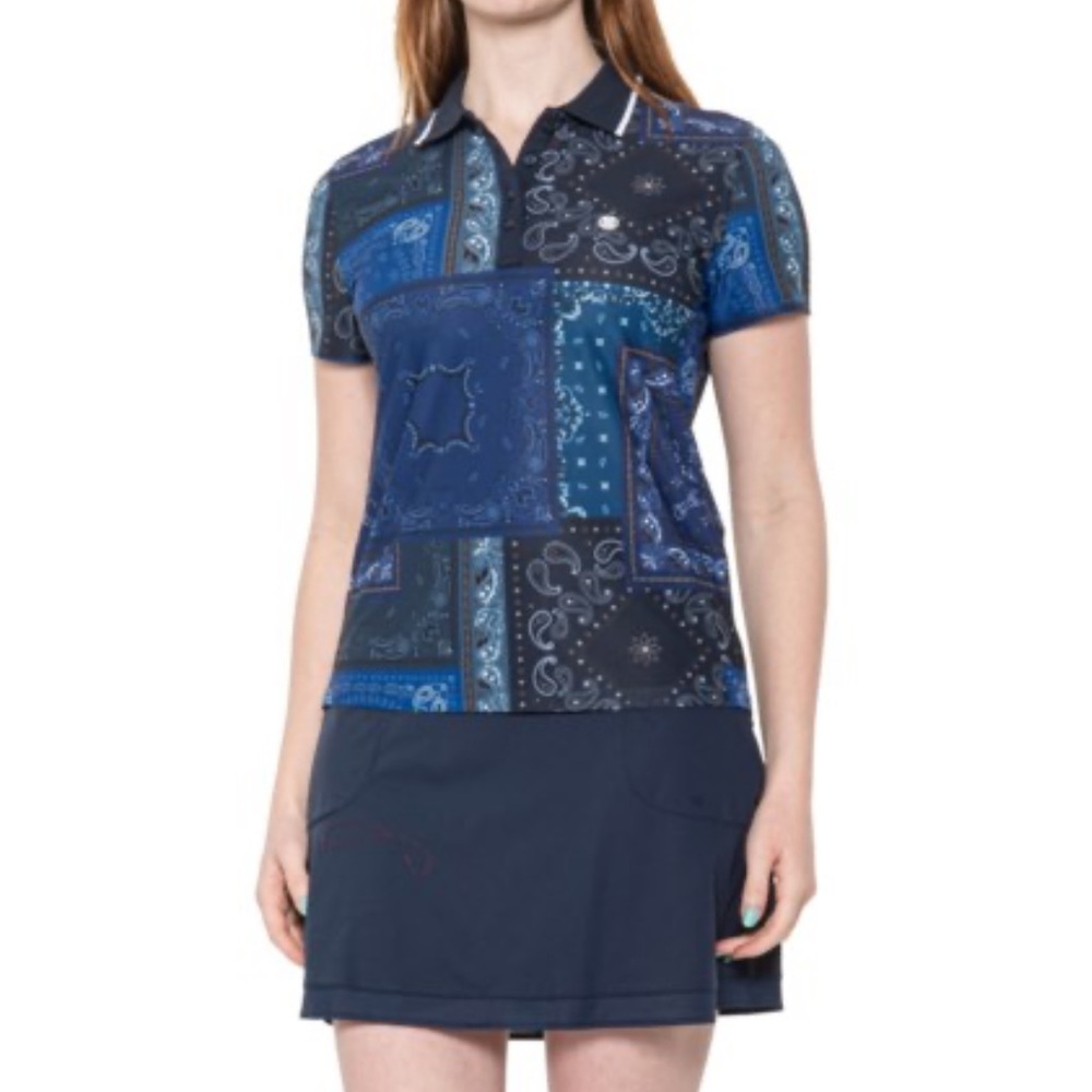 NWT G/FORE WOMEN Bandana Print Polo Top S Small